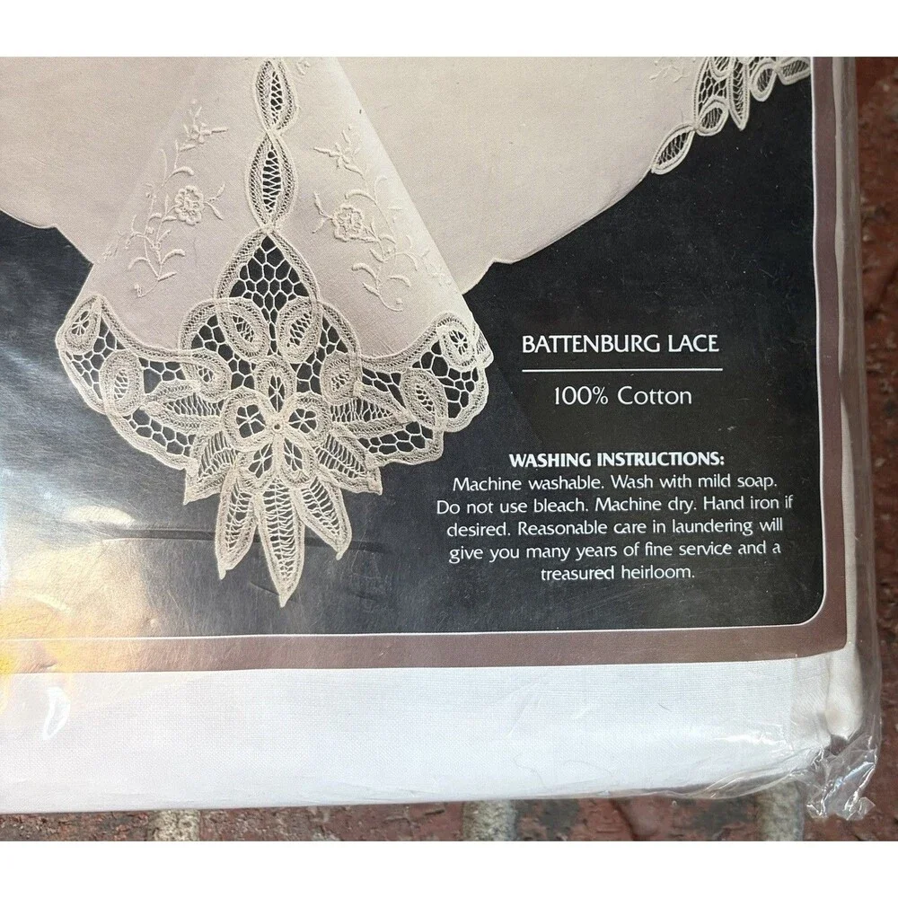 Battenburg Lace Tablecloth Oblong White 100% Cotton 66
